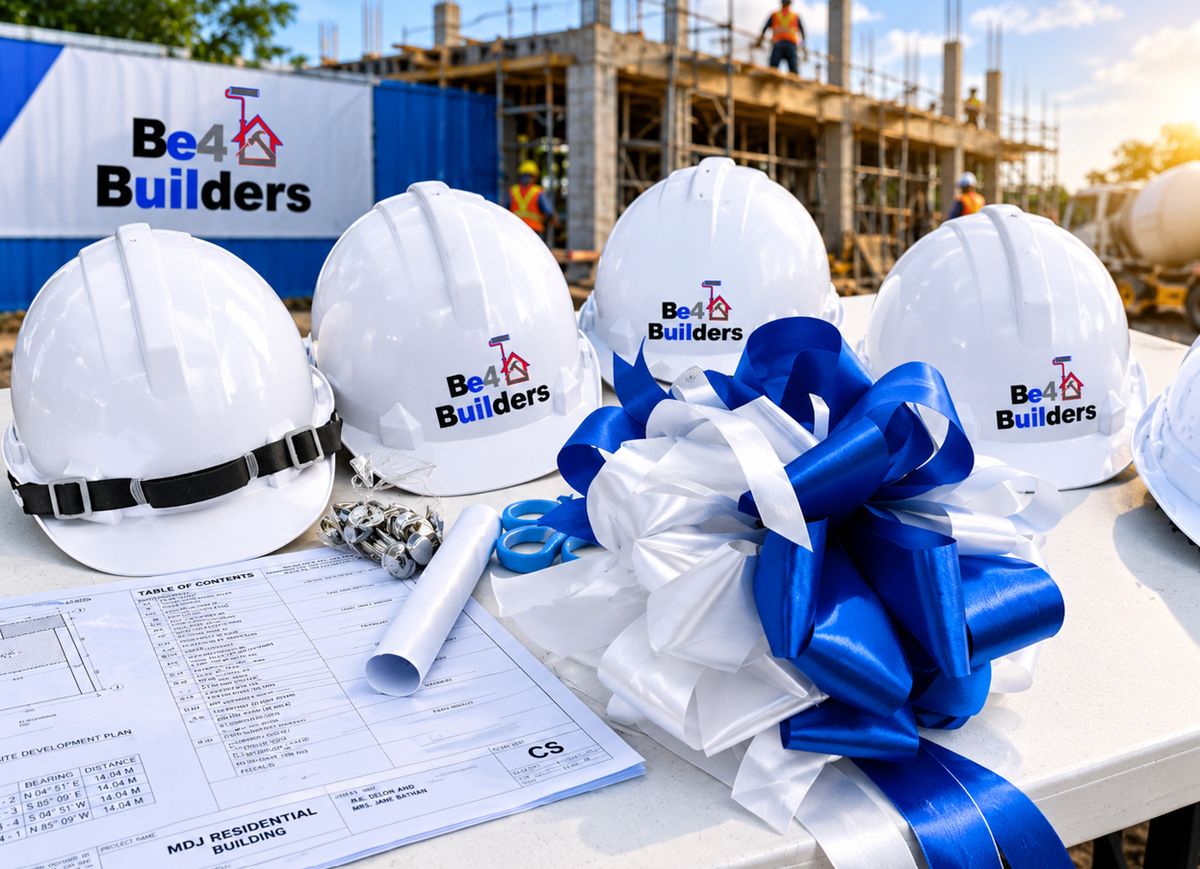 Be4 Builders hard hats at a project ceremony